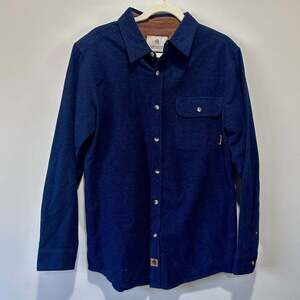 Legendary Whitetails Men's Buck Camp Flannel Shirt in Navy Blue Heather, Sz M